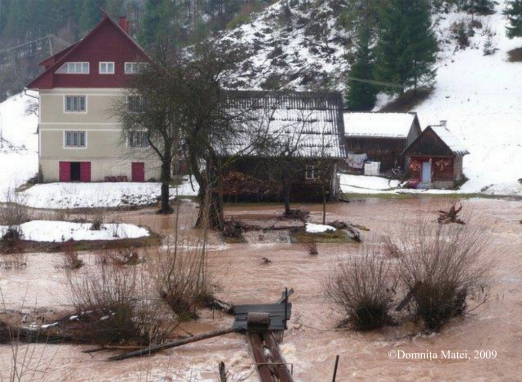 Spring flash flood in the mountains